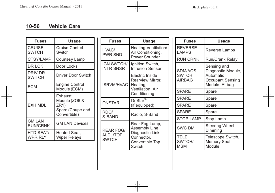 56 vehicle care | CHEVROLET 2011 Corvette User Manual | Page 346 / 436