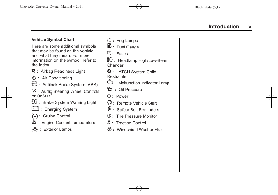 CHEVROLET 2011 Corvette User Manual | Page 5 / 436