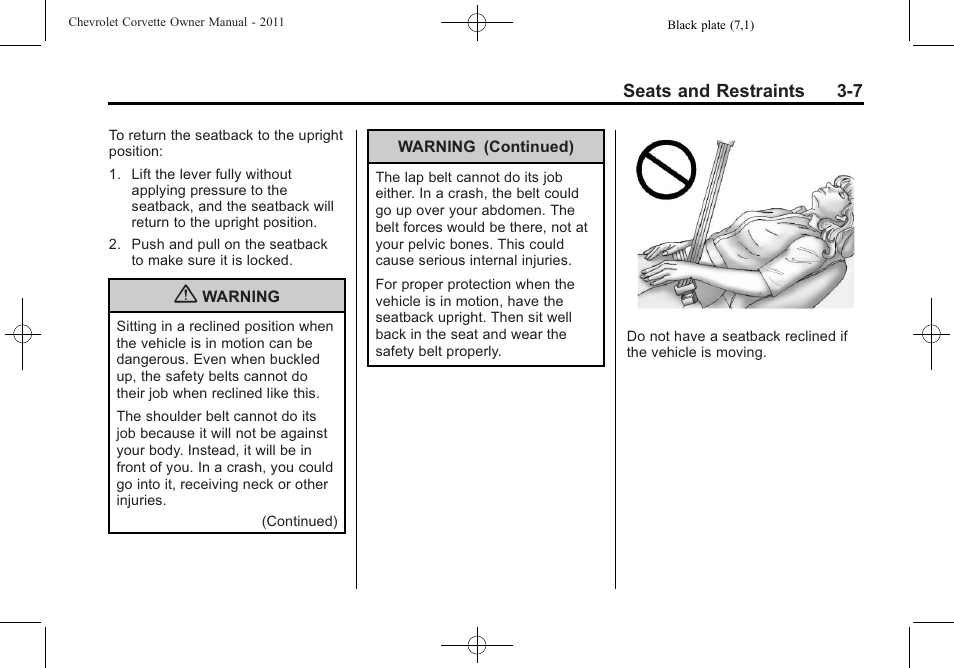 CHEVROLET 2011 Corvette User Manual | Page 73 / 436