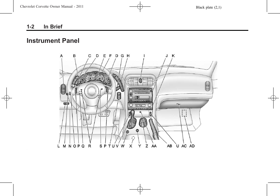 Instrument panel, Instrument panel -2 | CHEVROLET 2011 Corvette User Manual | Page 8 / 436