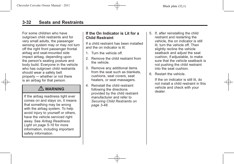 CHEVROLET 2011 Corvette User Manual | Page 98 / 436