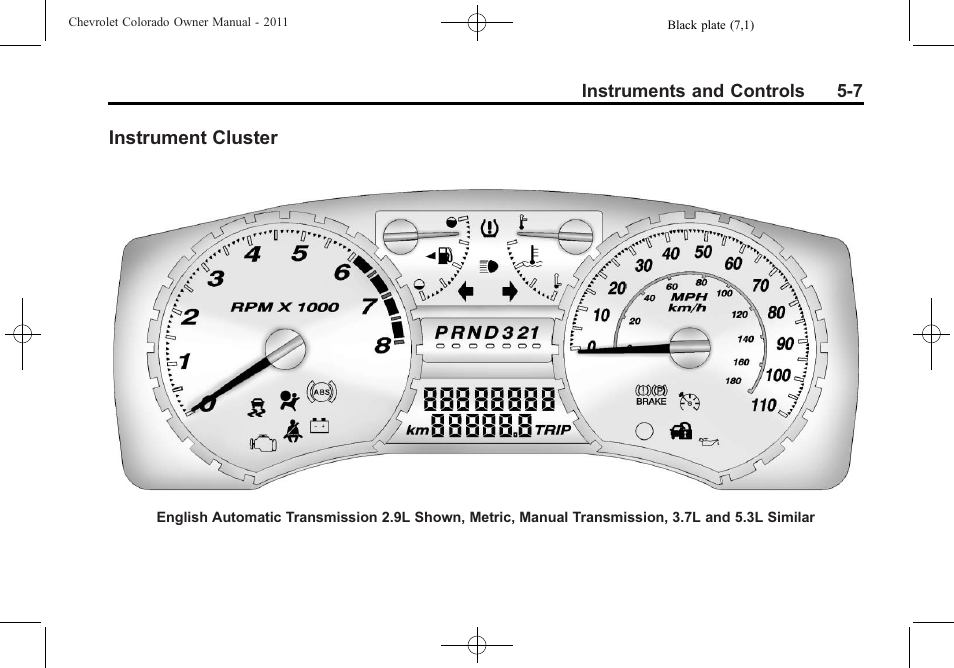 Instrument cluster, Instrument cluster -7 | CHEVROLET 2011 Colorado User Manual | Page 119 / 394