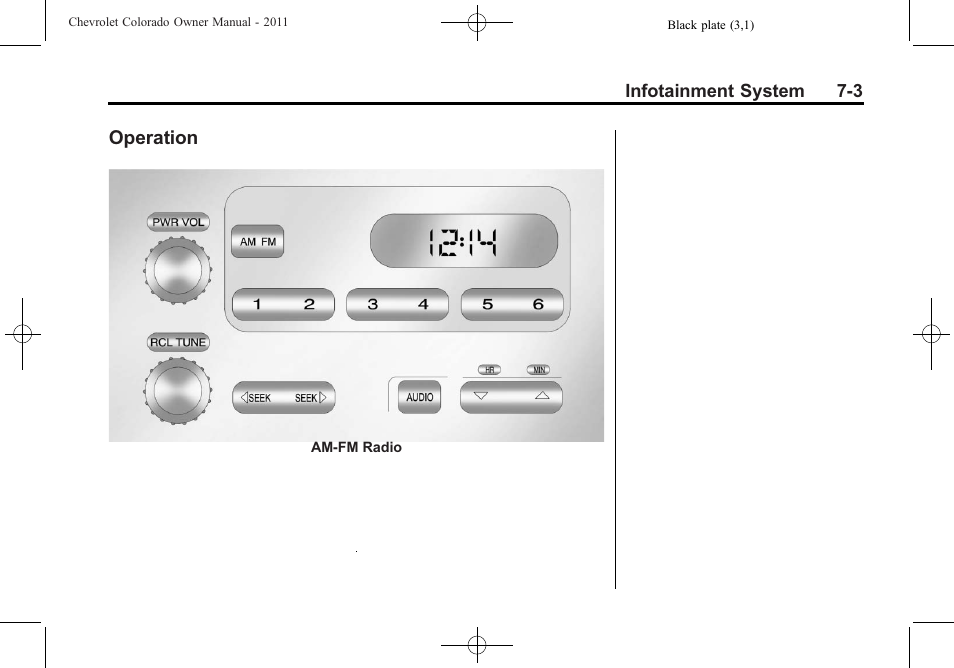 Operation, Operation -3 | CHEVROLET 2011 Colorado User Manual | Page 149 / 394