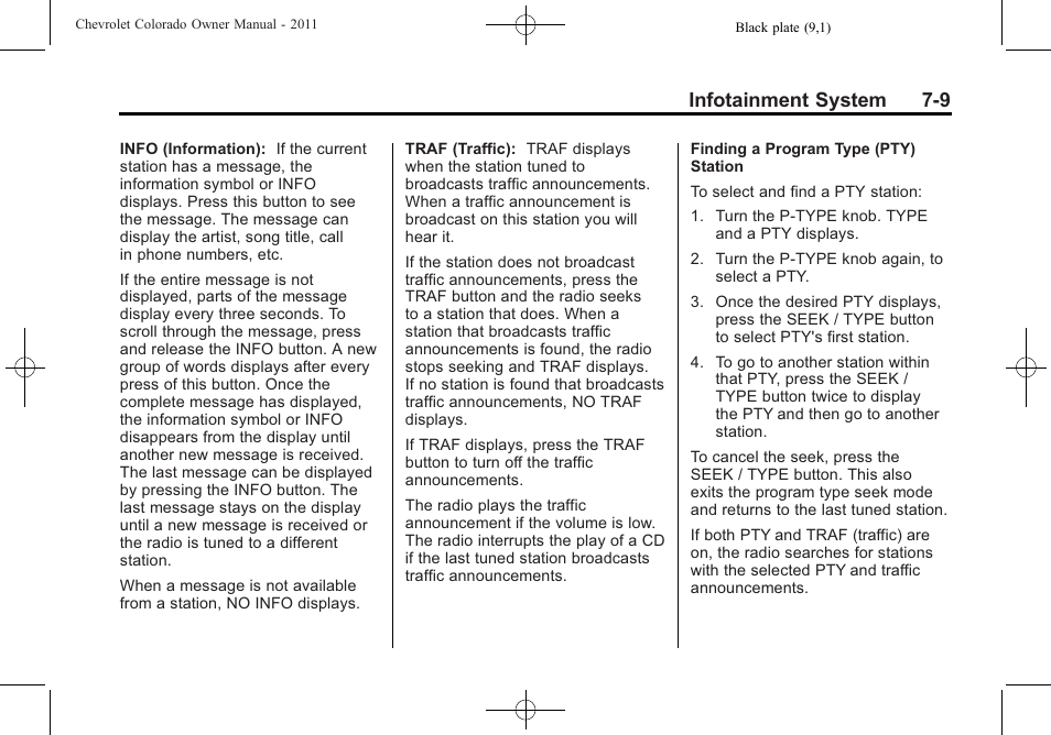 Infotainment system 7-9 | CHEVROLET 2011 Colorado User Manual | Page 155 / 394