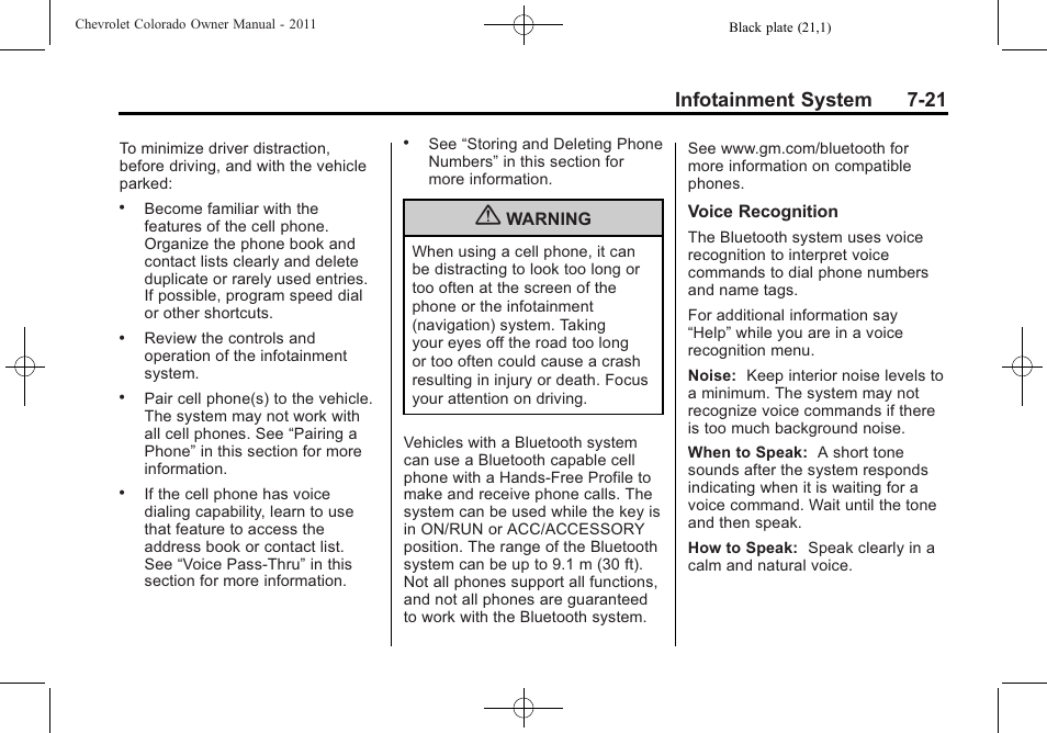 Infotainment system 7-21 | CHEVROLET 2011 Colorado User Manual | Page 167 / 394