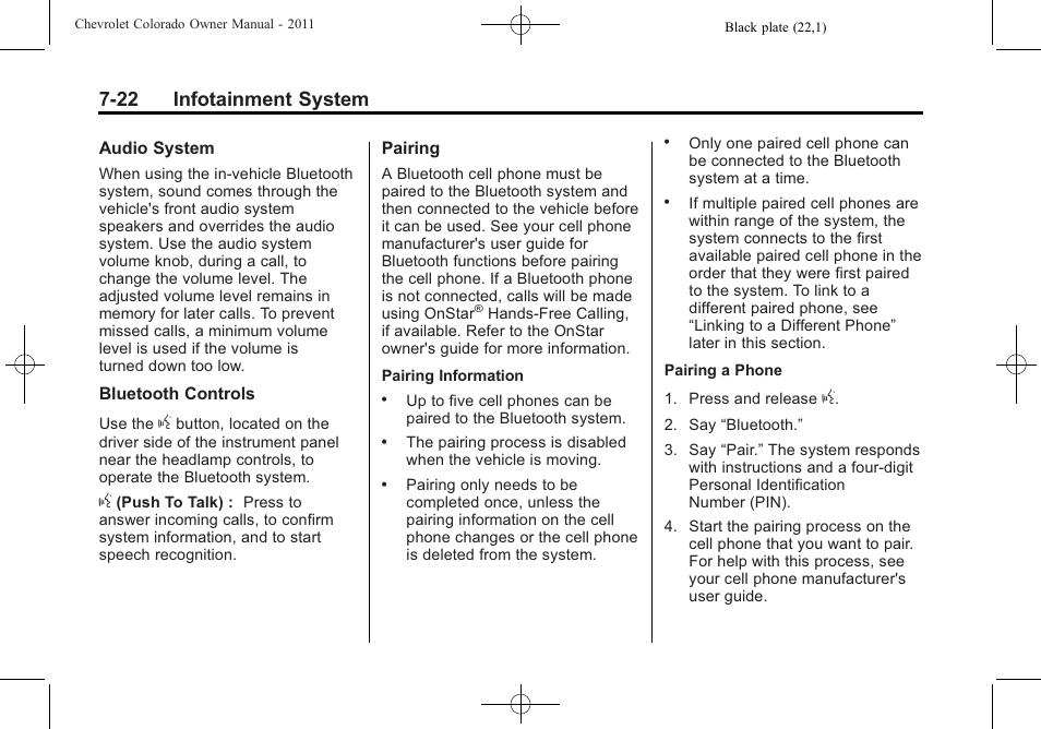 22 infotainment system | CHEVROLET 2011 Colorado User Manual | Page 168 / 394