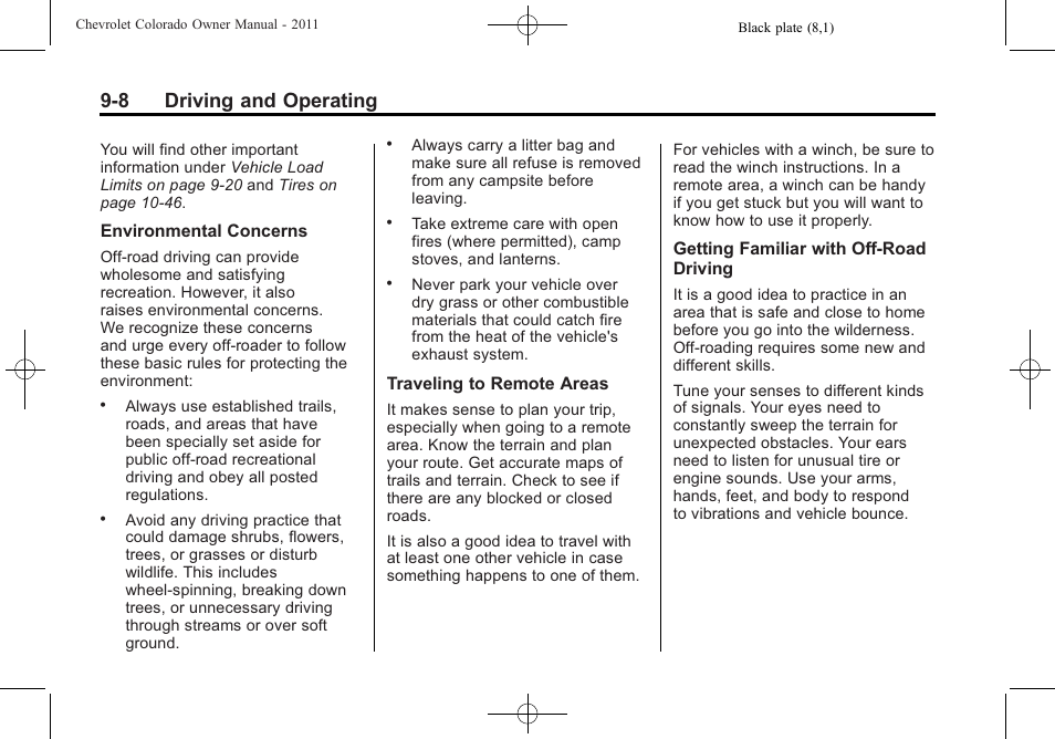 8 driving and operating | CHEVROLET 2011 Colorado User Manual | Page 186 / 394