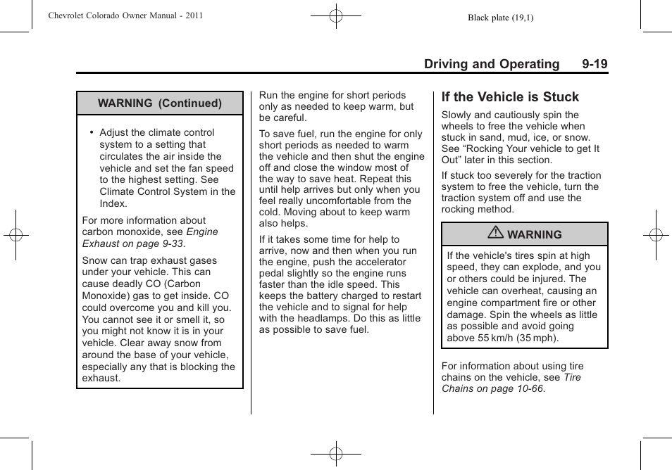 If the vehicle is stuck, If the vehicle is stuck -19 | CHEVROLET 2011 Colorado User Manual | Page 197 / 394