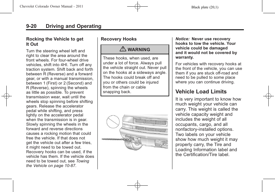 Vehicle load limits, Vehicle load limits -20, Manual | CHEVROLET 2011 Colorado User Manual | Page 198 / 394