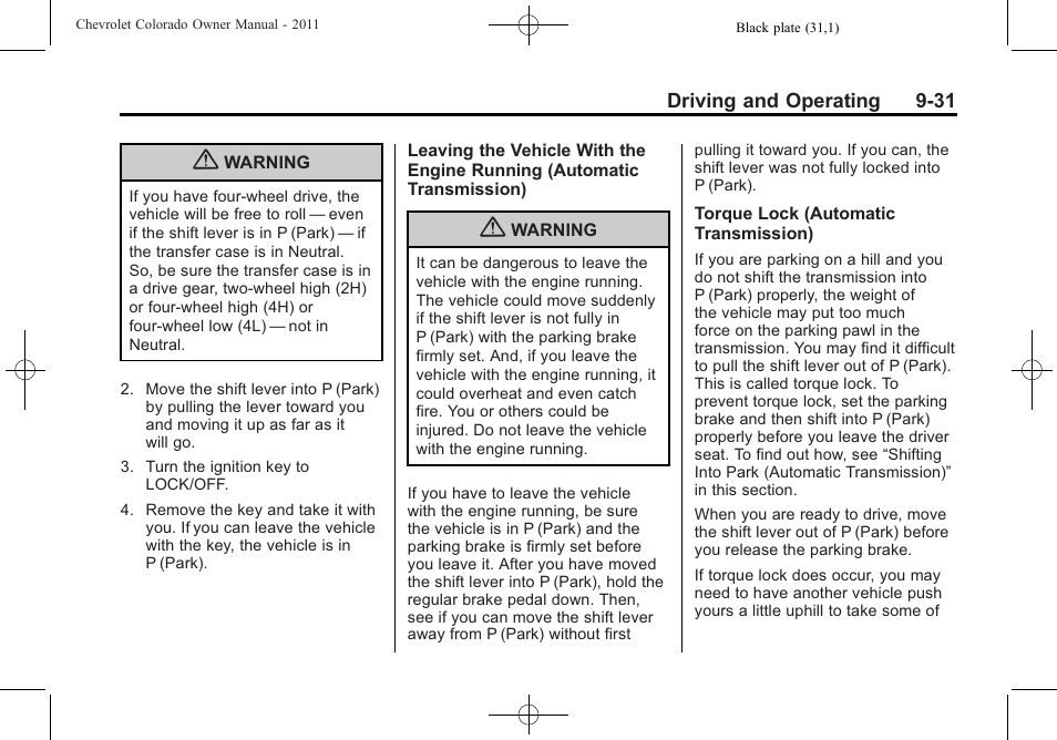 CHEVROLET 2011 Colorado User Manual | Page 209 / 394
