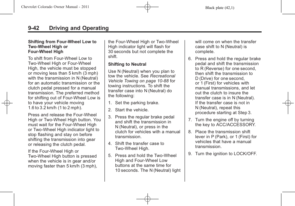 42 driving and operating | CHEVROLET 2011 Colorado User Manual | Page 220 / 394