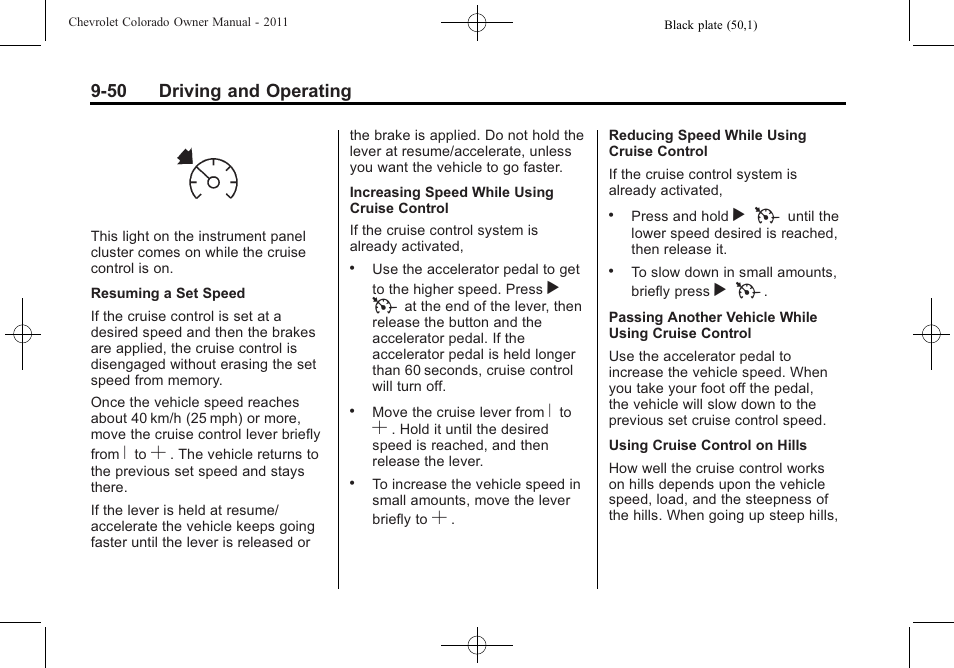 50 driving and operating | CHEVROLET 2011 Colorado User Manual | Page 228 / 394