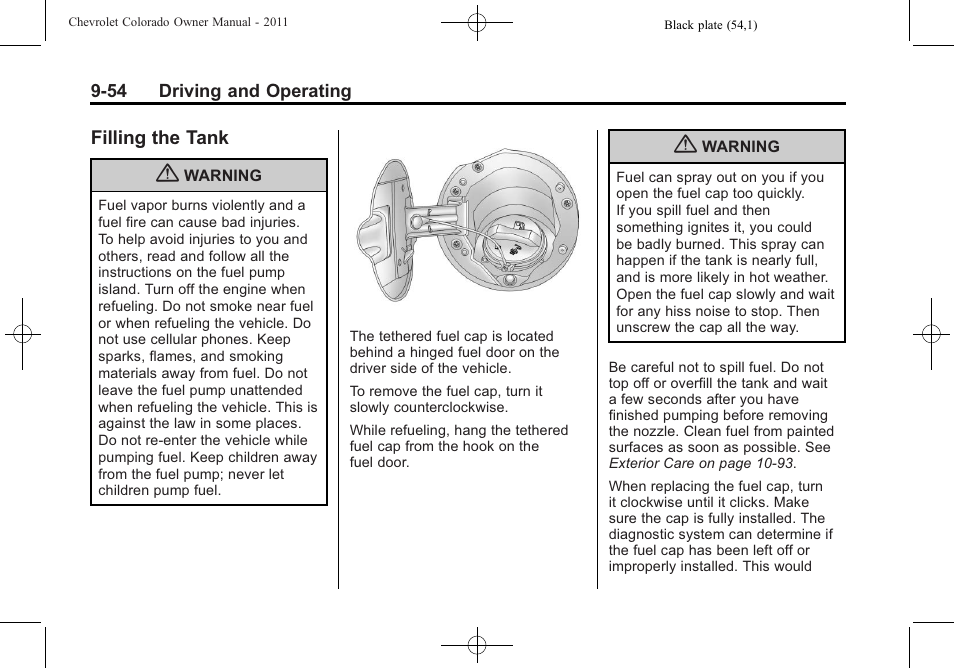 Filling the tank, Filling the tank -54 | CHEVROLET 2011 Colorado User Manual | Page 232 / 394