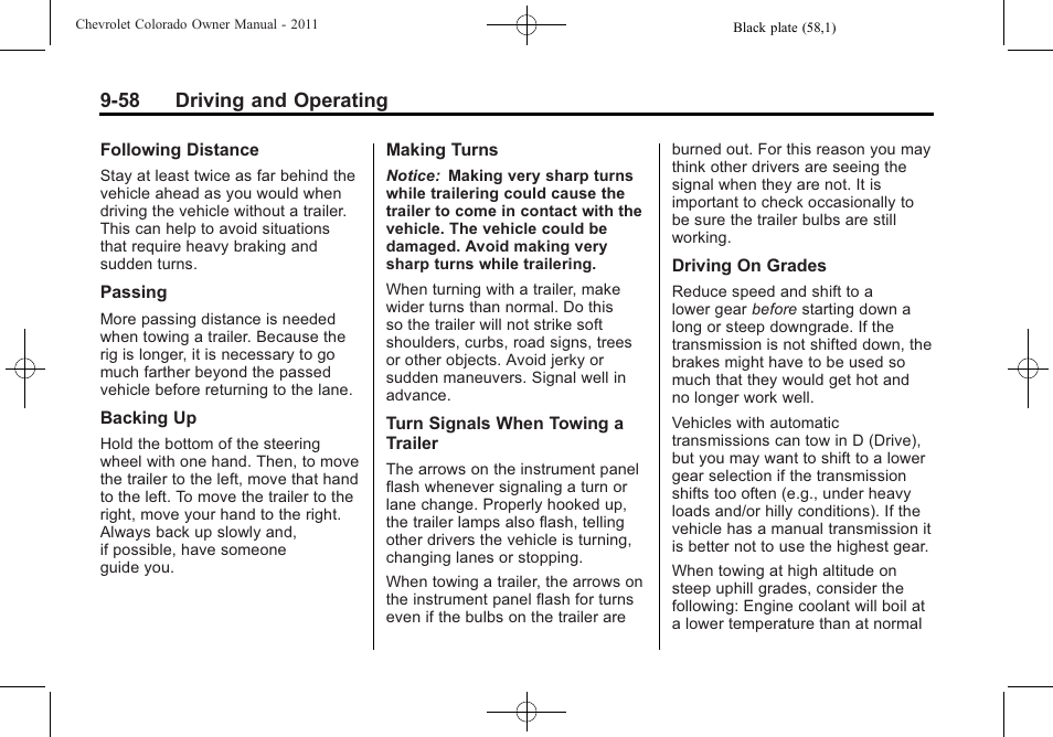 58 driving and operating | CHEVROLET 2011 Colorado User Manual | Page 236 / 394