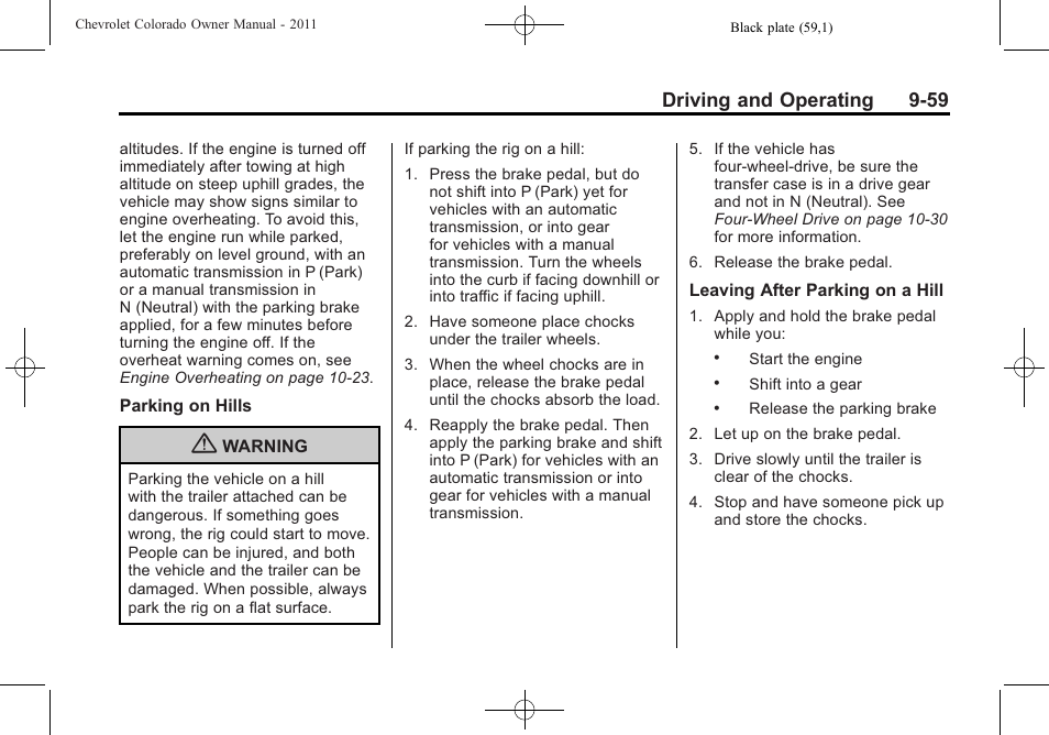 Driving and operating 9-59 | CHEVROLET 2011 Colorado User Manual | Page 237 / 394