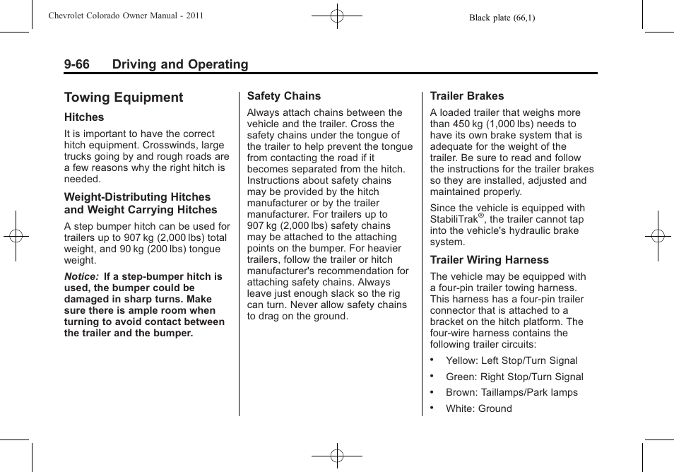 Towing equipment, Towing equipment -66, Step in driving | 66 driving and operating | CHEVROLET 2011 Colorado User Manual | Page 244 / 394