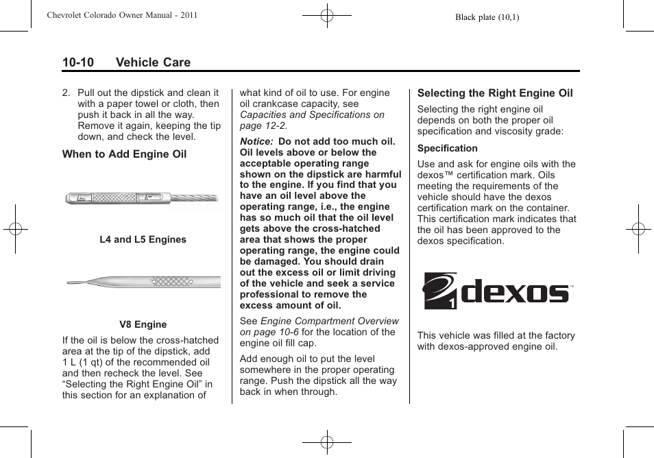 10 vehicle care | CHEVROLET 2011 Colorado User Manual | Page 256 / 394