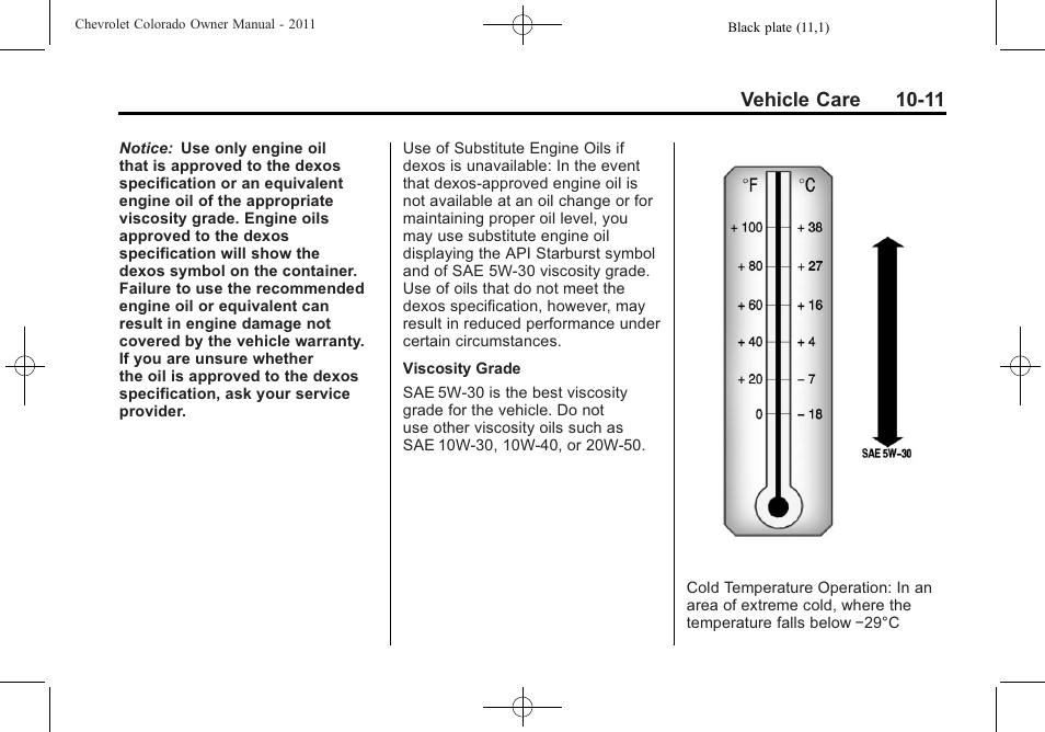 Vehicle care 10-11 | CHEVROLET 2011 Colorado User Manual | Page 257 / 394