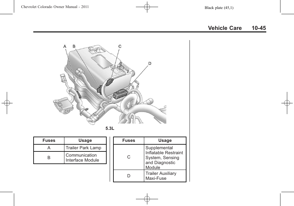 Vehicle care 10-45 | CHEVROLET 2011 Colorado User Manual | Page 291 / 394