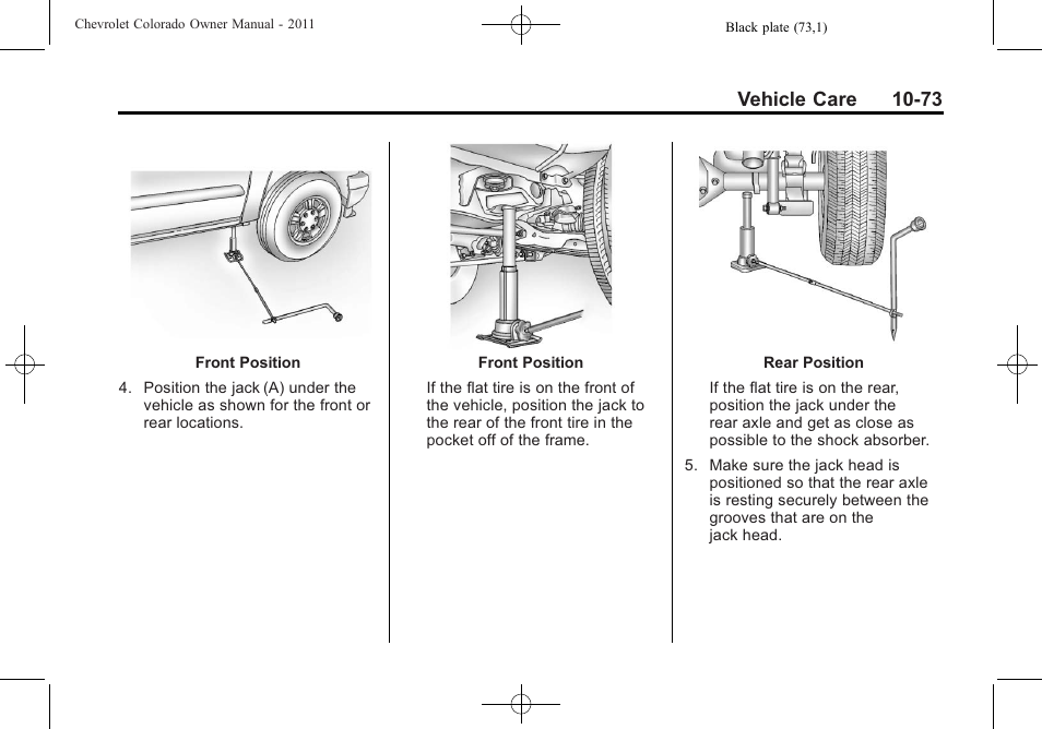 Vehicle care 10-73 | CHEVROLET 2011 Colorado User Manual | Page 319 / 394