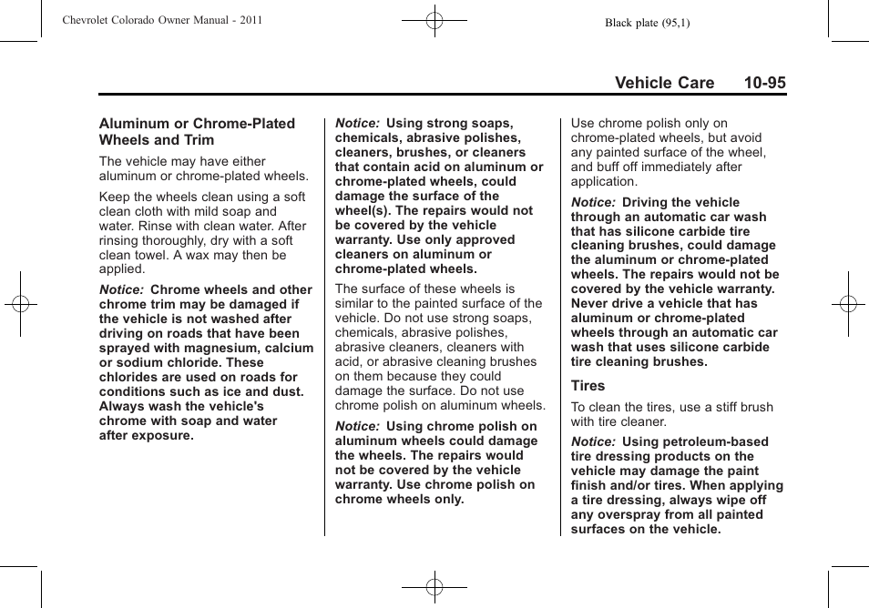 Vehicle care 10-95 | CHEVROLET 2011 Colorado User Manual | Page 341 / 394