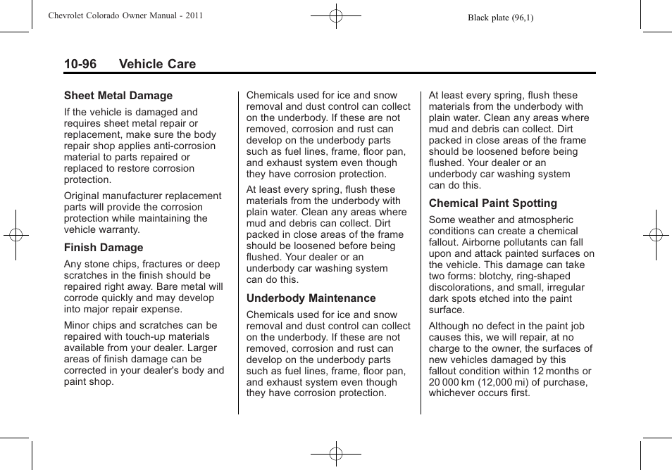 96 vehicle care | CHEVROLET 2011 Colorado User Manual | Page 342 / 394
