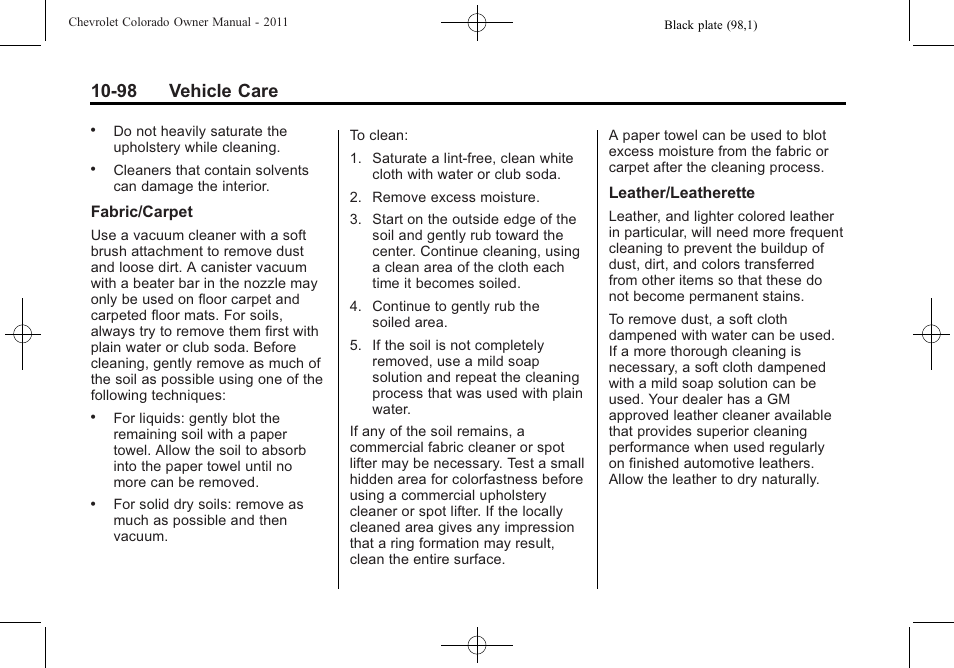 98 vehicle care | CHEVROLET 2011 Colorado User Manual | Page 344 / 394