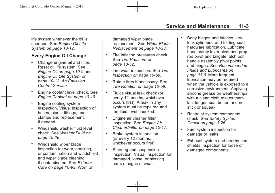 Service and maintenance 11-3 | CHEVROLET 2011 Colorado User Manual | Page 349 / 394
