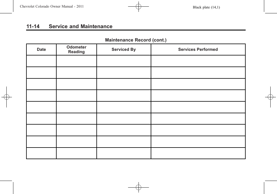 14 service and maintenance | CHEVROLET 2011 Colorado User Manual | Page 360 / 394
