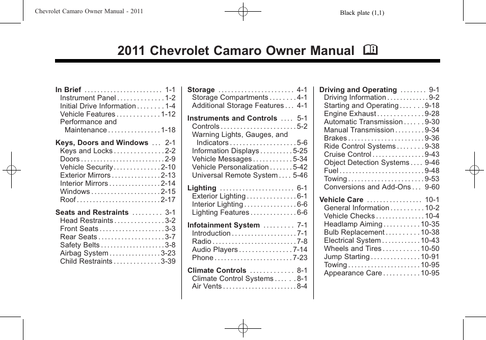 CHEVROLET 2011 Camaro User Manual | 414 pages