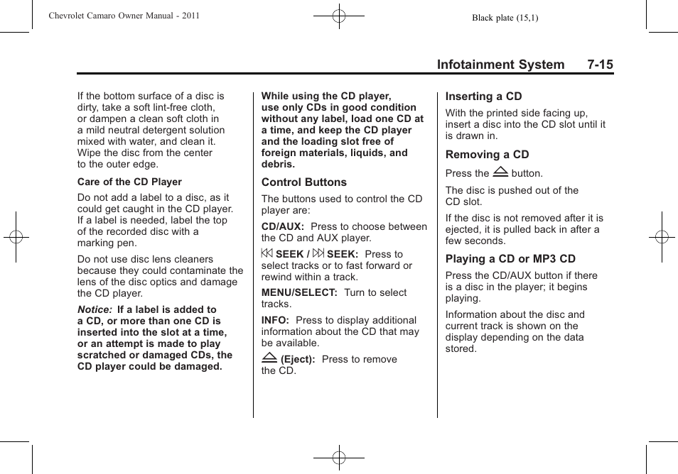 CHEVROLET 2011 Camaro User Manual | Page 179 / 414