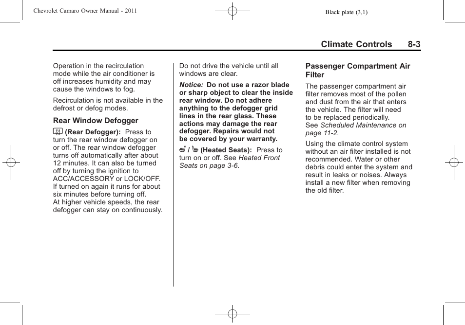 CHEVROLET 2011 Camaro User Manual | Page 201 / 414