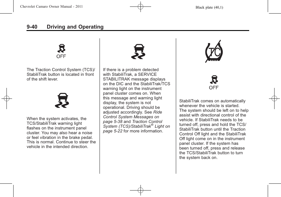 40 driving and operating | CHEVROLET 2011 Camaro User Manual | Page 242 / 414