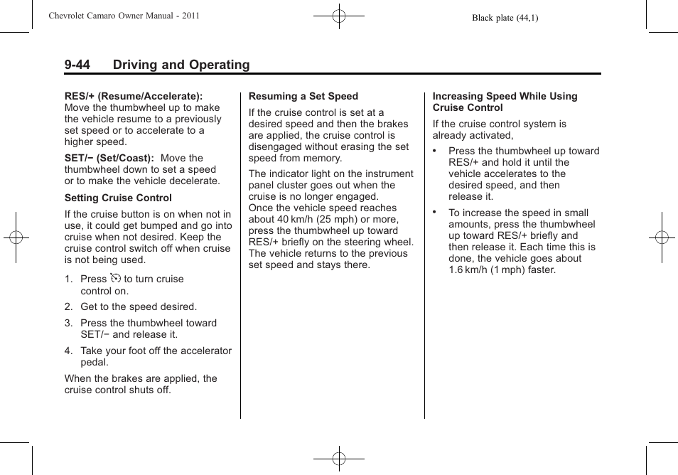 44 driving and operating | CHEVROLET 2011 Camaro User Manual | Page 246 / 414