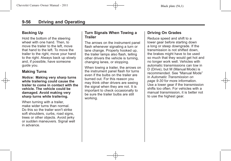 CHEVROLET 2011 Camaro User Manual | Page 258 / 414