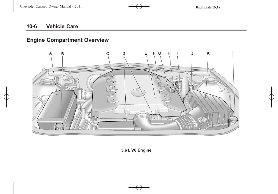 Engine compartment overview | CHEVROLET 2011 Camaro User Manual | Page 268 / 414