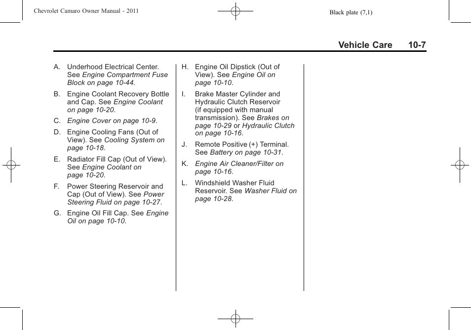 Vehicle care 10-7 | CHEVROLET 2011 Camaro User Manual | Page 269 / 414