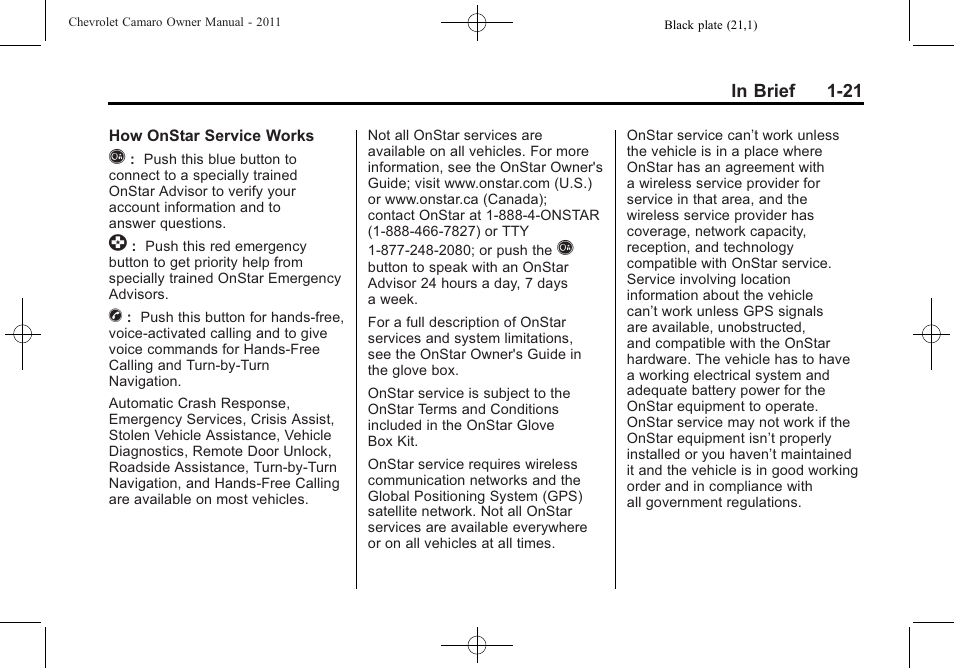 CHEVROLET 2011 Camaro User Manual | Page 27 / 414