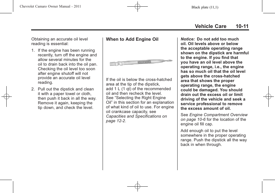 Vehicle care 10-11 | CHEVROLET 2011 Camaro User Manual | Page 273 / 414