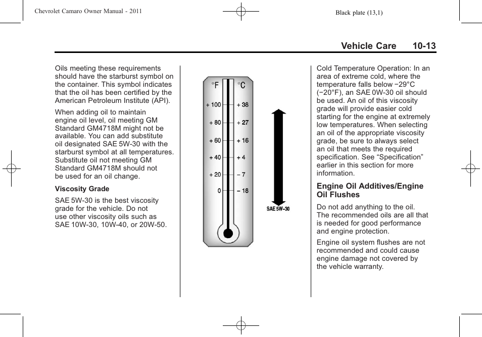Vehicle care 10-13 | CHEVROLET 2011 Camaro User Manual | Page 275 / 414