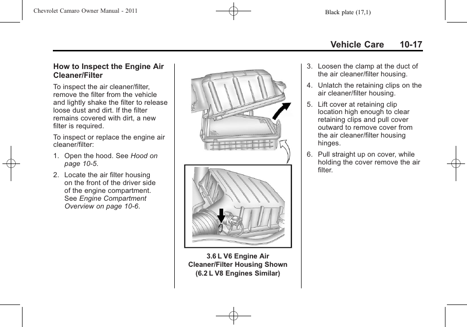 Vehicle care 10-17 | CHEVROLET 2011 Camaro User Manual | Page 279 / 414