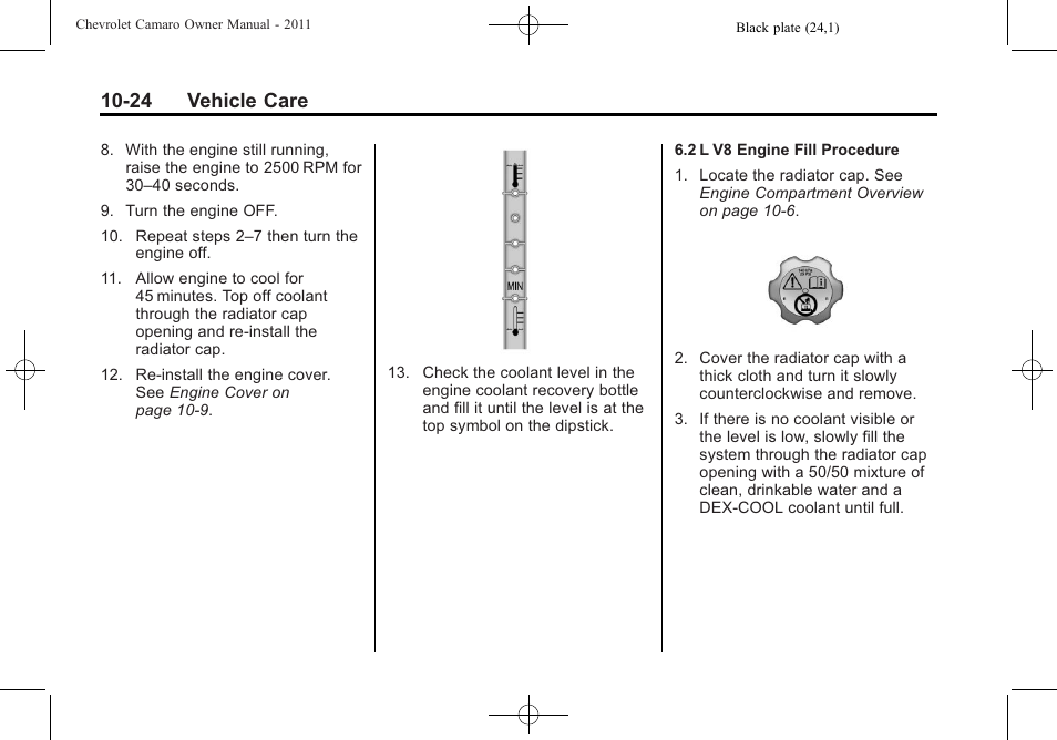 24 vehicle care | CHEVROLET 2011 Camaro User Manual | Page 286 / 414