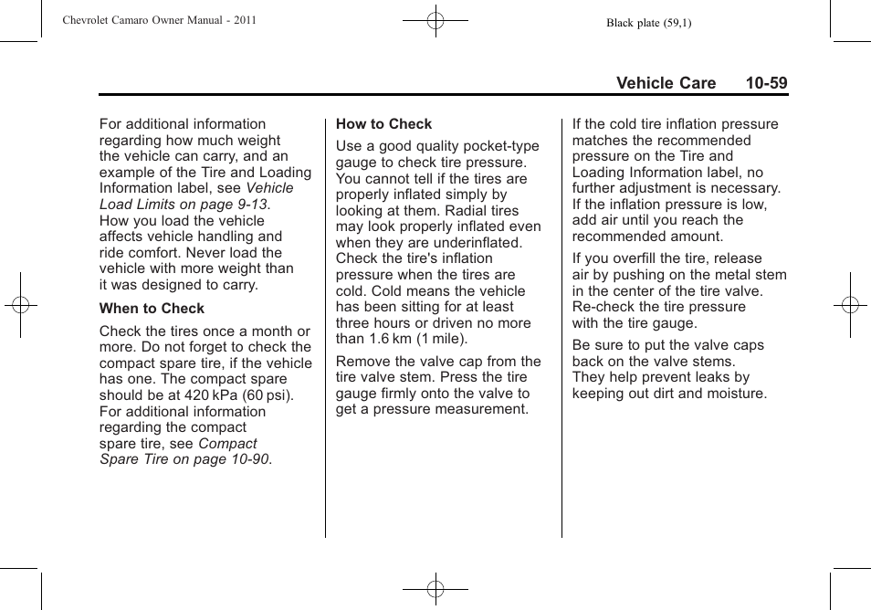 CHEVROLET 2011 Camaro User Manual | Page 321 / 414