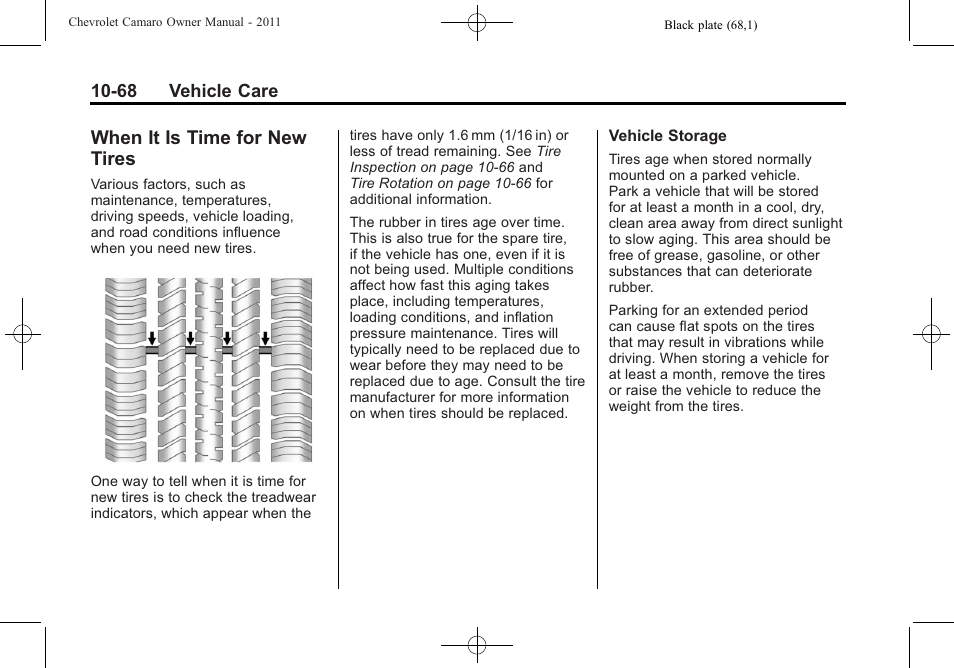 When it is time for new tires | CHEVROLET 2011 Camaro User Manual | Page 330 / 414