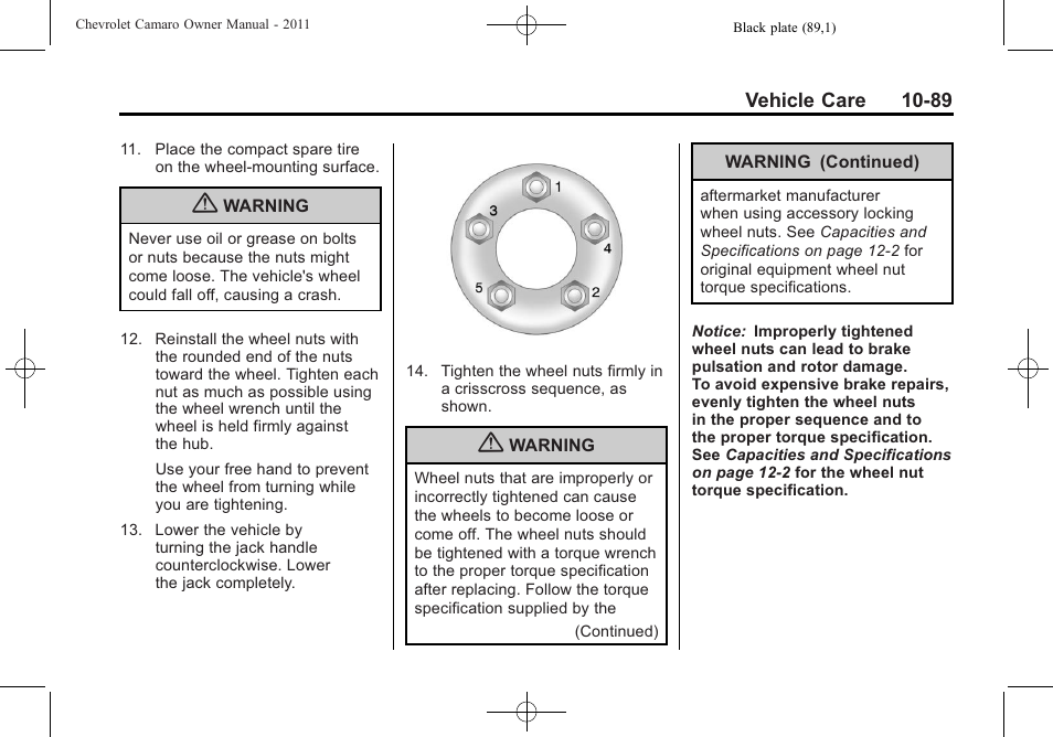 CHEVROLET 2011 Camaro User Manual | Page 351 / 414
