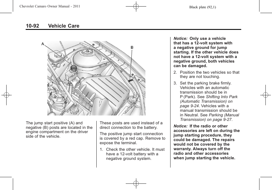 92 vehicle care | CHEVROLET 2011 Camaro User Manual | Page 354 / 414