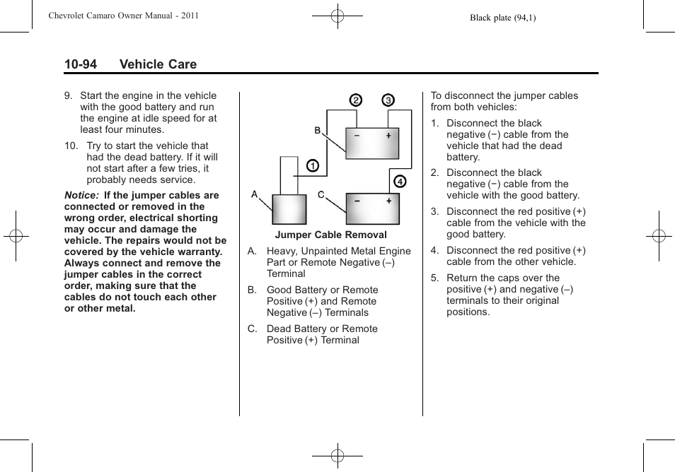 94 vehicle care | CHEVROLET 2011 Camaro User Manual | Page 356 / 414