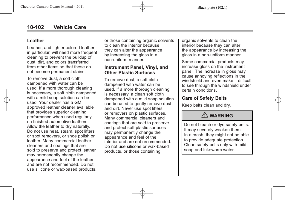 CHEVROLET 2011 Camaro User Manual | Page 364 / 414