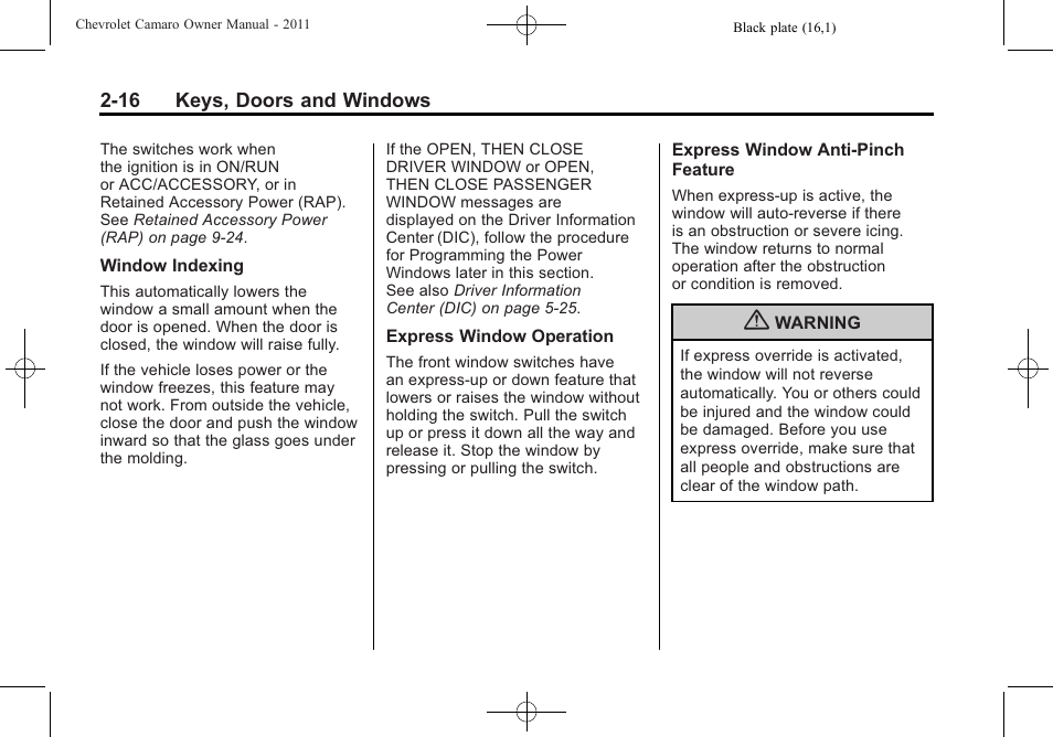 CHEVROLET 2011 Camaro User Manual | Page 44 / 414