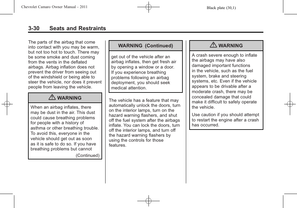 CHEVROLET 2011 Camaro User Manual | Page 76 / 414